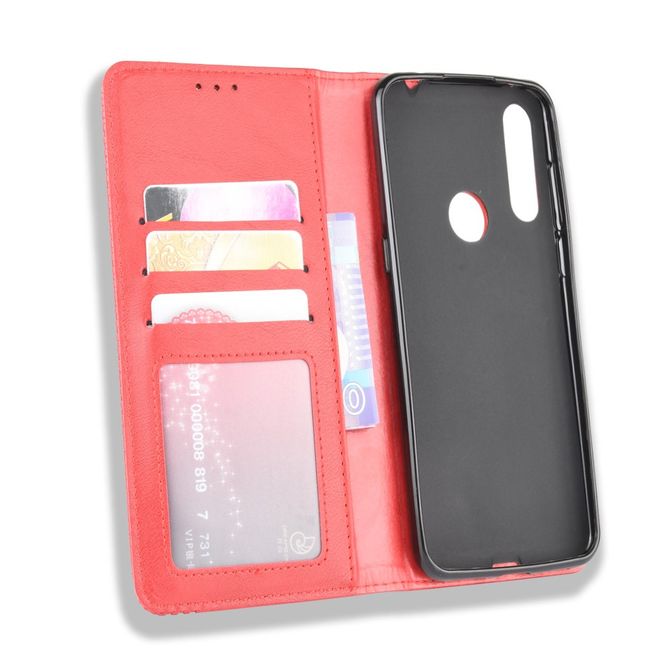 Alcatel 1S (2020) / 3L (2020) Handy Hülle - Retro Leder Bookcover Series - rot