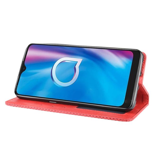 Alcatel 1S (2020) / 3L (2020) Handy Hülle - Retro Leder Bookcover Series - rot