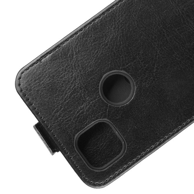 Google Pixel 4a Handyhülle - Crazy Horse Leder Flipcase - vertikal - schwarz
