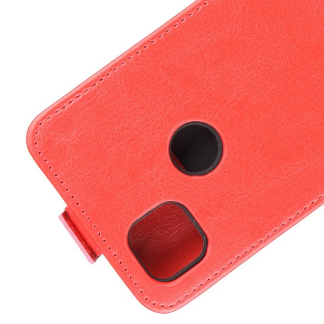 Google Pixel 4a Handyhülle - Crazy Horse Leder Flipcase - vertikal - rot
