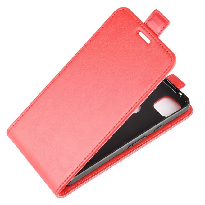Google Pixel 4a Handyhülle - Crazy Horse Leder Flipcase - vertikal - rot