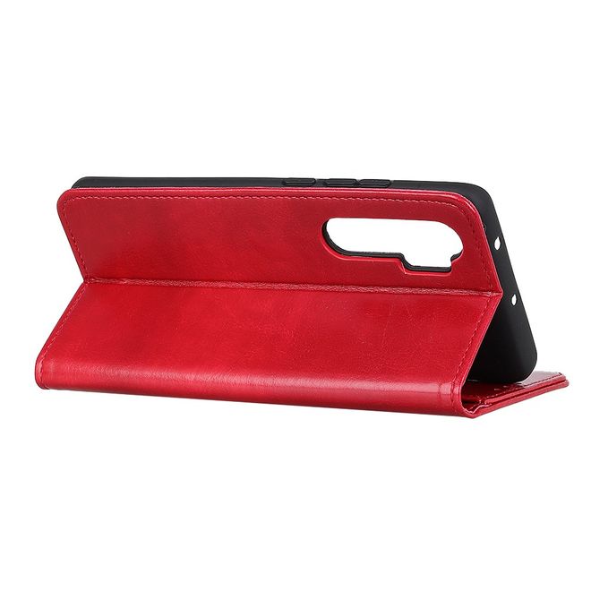 OnePlus Nord Handyhülle - Crazy Horse Leder Bookcover Series - rot