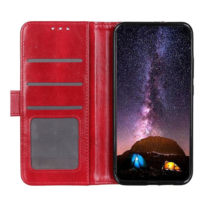 OnePlus Nord Handyhülle - Crazy Horse Leder Bookcover Series - rot