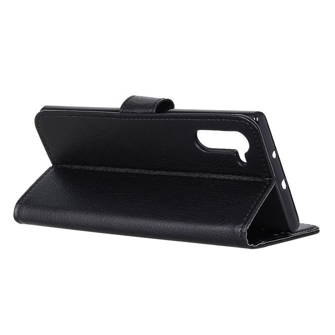 OnePlus Nord Handy Hülle - Litchi Leder Bookcover Series - schwarz