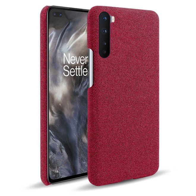 OnePlus Nord Handy Hülle - Hardcase mit Stoffrückseite - rot