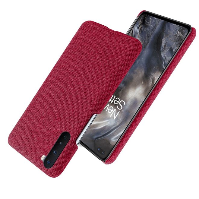 OnePlus Nord Handy Hülle - Hardcase mit Stoffrückseite - rot