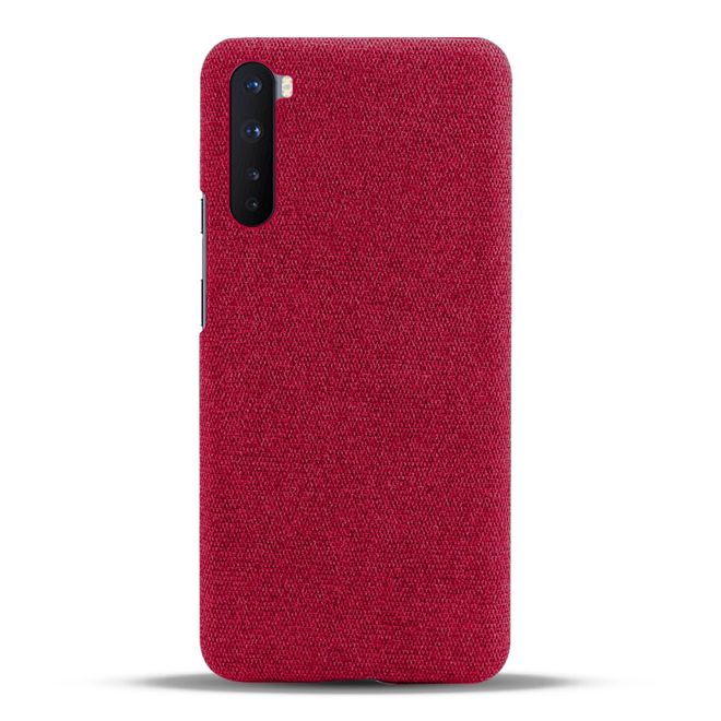 OnePlus Nord Handy Hülle - Hardcase mit Stoffrückseite - rot