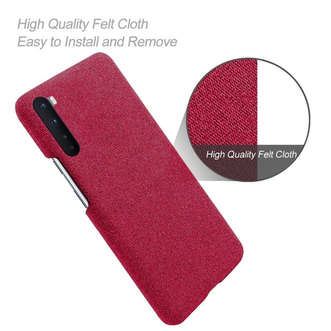OnePlus Nord Handy Hülle - Hardcase mit Stoffrückseite - rot