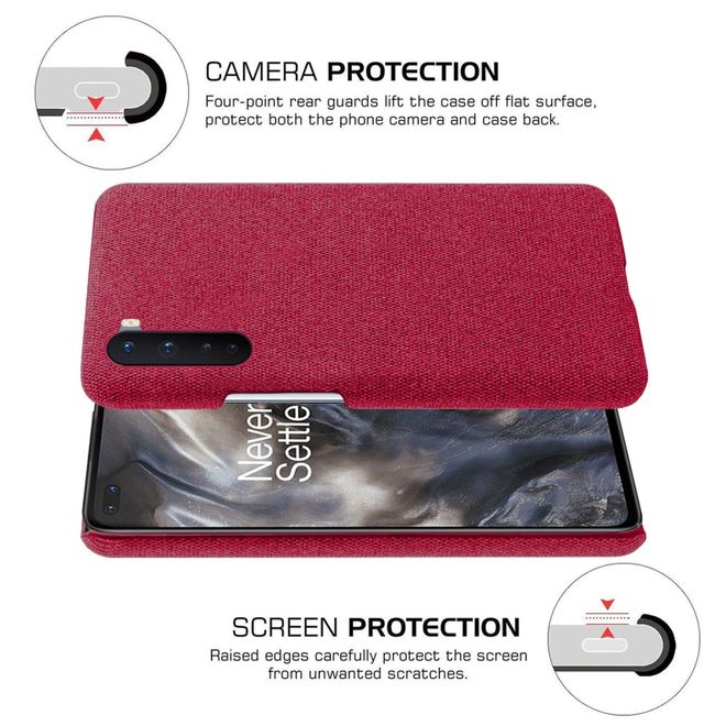 OnePlus Nord Handy Hülle - Hardcase mit Stoffrückseite - rot