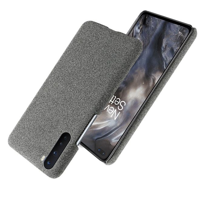 OnePlus Nord Handy Hülle - Hardcase mit Stoffrückseite - dunkelgrau