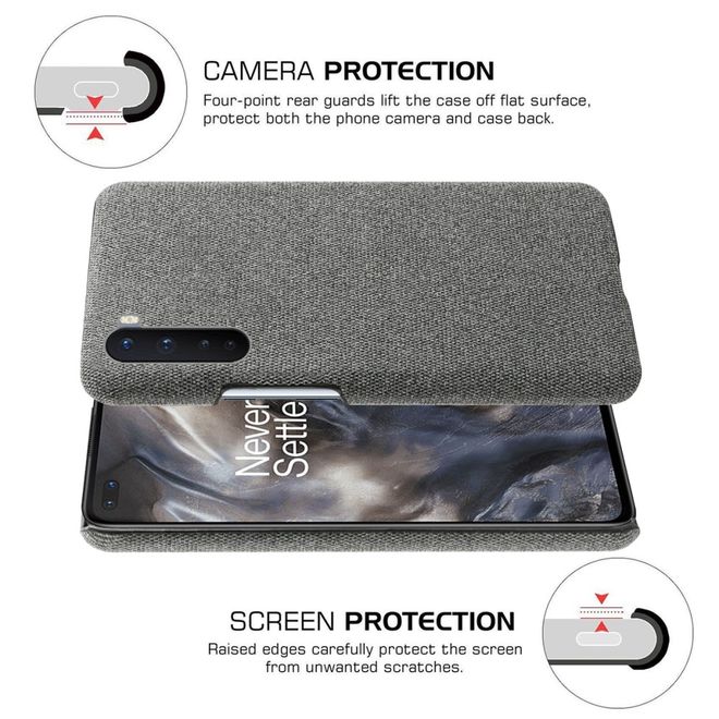 OnePlus Nord Handy Hülle - Hardcase mit Stoffrückseite - dunkelgrau
