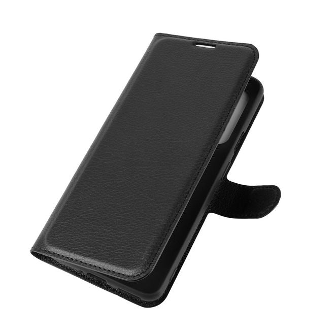 OnePlus Nord Handy Hülle - Litchi Leder Bookcover Series - schwarz