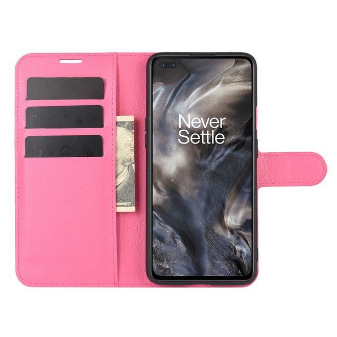 OnePlus Nord Handy Hülle - Litchi Leder Bookcover Series - rosa