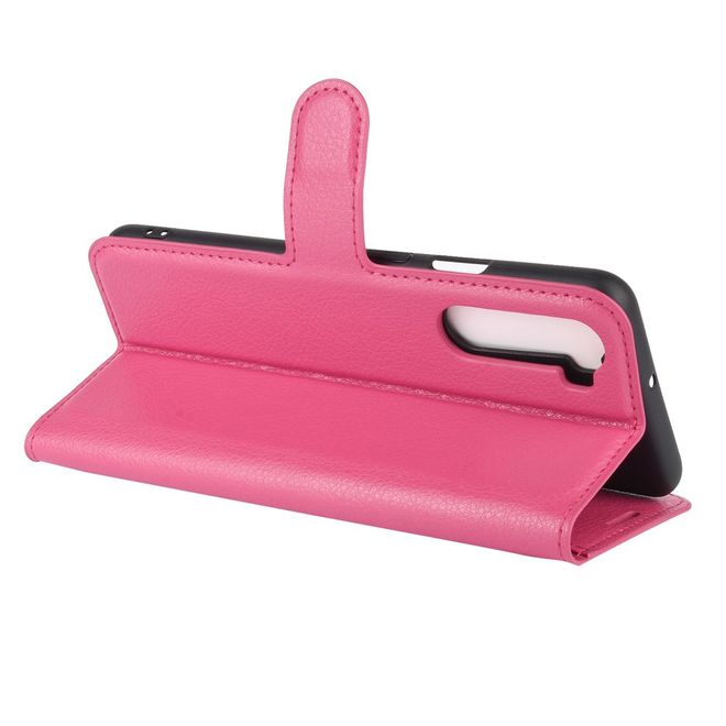 OnePlus Nord Handy Hülle - Litchi Leder Bookcover Series - rosa