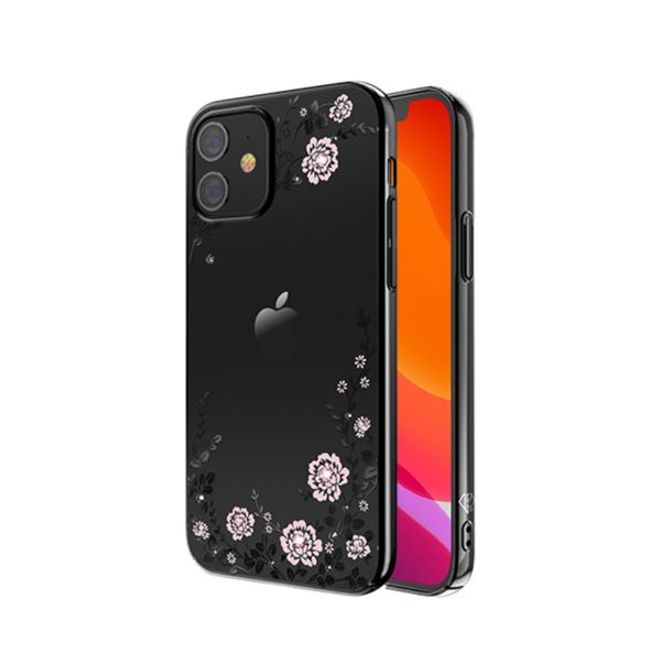 Kingxbar - iPhone 12 mini Schutzhülle - Case mit Swarovski Kristallen - Flora Series - schwarz