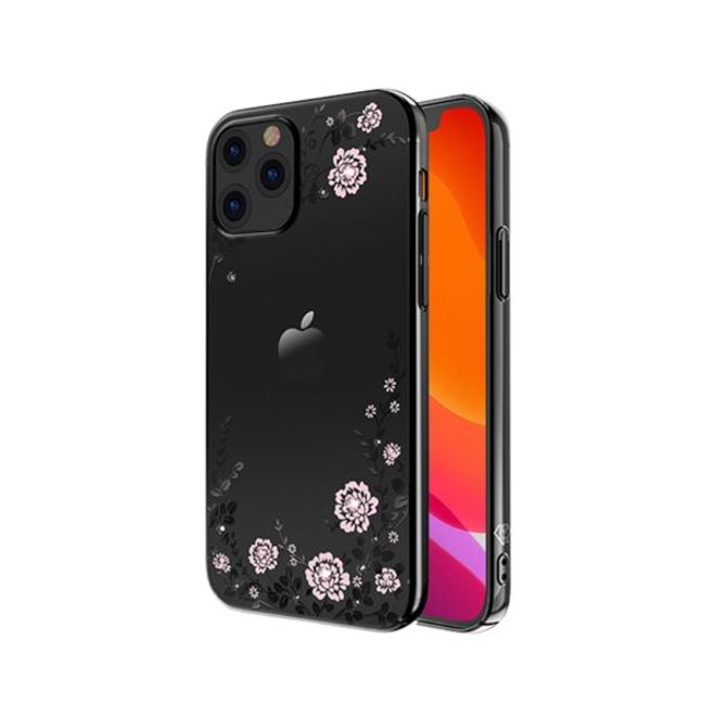 Kingxbar - iPhone 12 / iPhone 12 Pro Schutzhülle - Case mit Swarovski Kristallen - Flora Series - schwarz