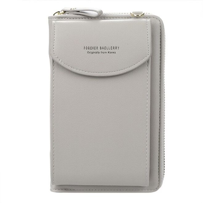 Universelle Crossbody Handy Clutch mit Extrafach - grau