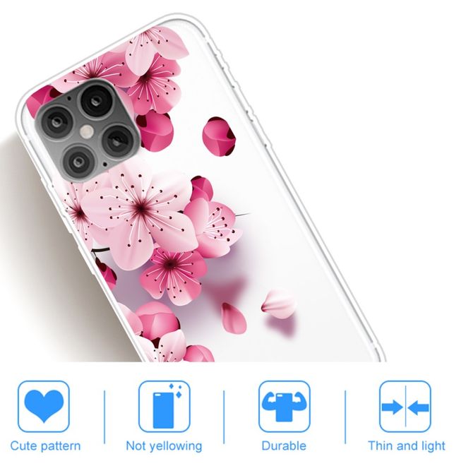 iPhone 12 Pro Max Handyhülle - Softcase Image Plastik Series - pinke Blumen
