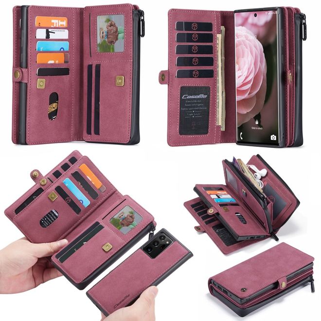Caseme - Samsung Galaxy Note 20 Ultra Hülle - Leder Wallet Case - abnehmbares Backcover - rot