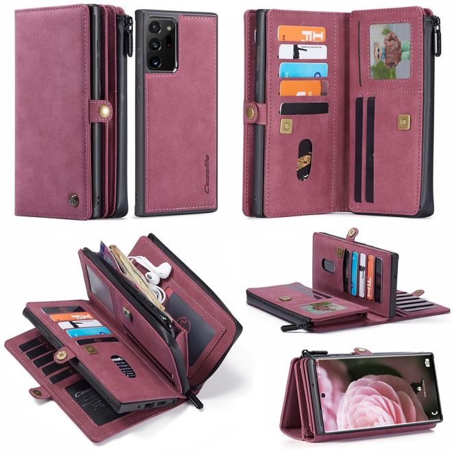 Caseme - Samsung Galaxy Note 20 Ultra Hülle - Leder Wallet Case - abnehmbares Backcover - rot