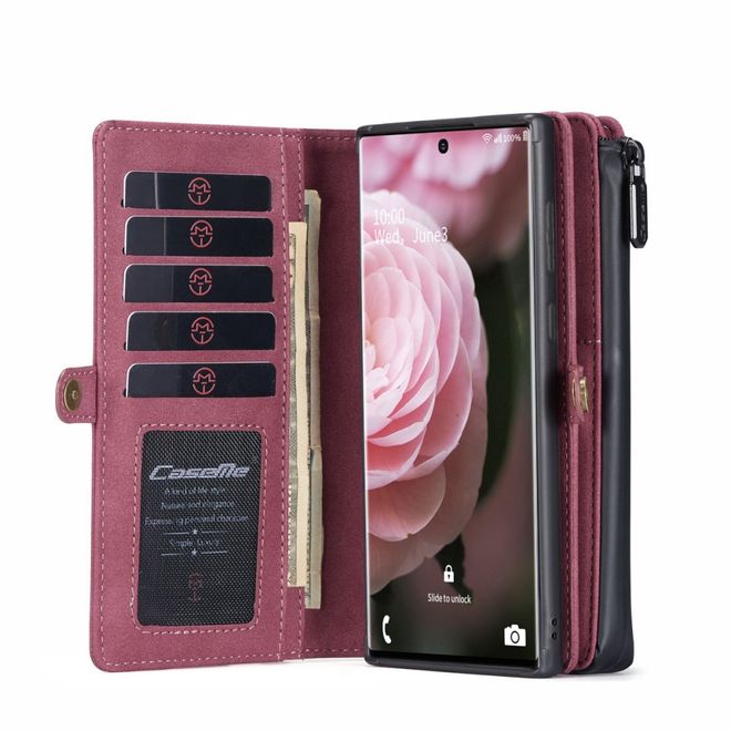 Caseme - Samsung Galaxy Note 20 Ultra Hülle - Leder Wallet Case - abnehmbares Backcover - rot