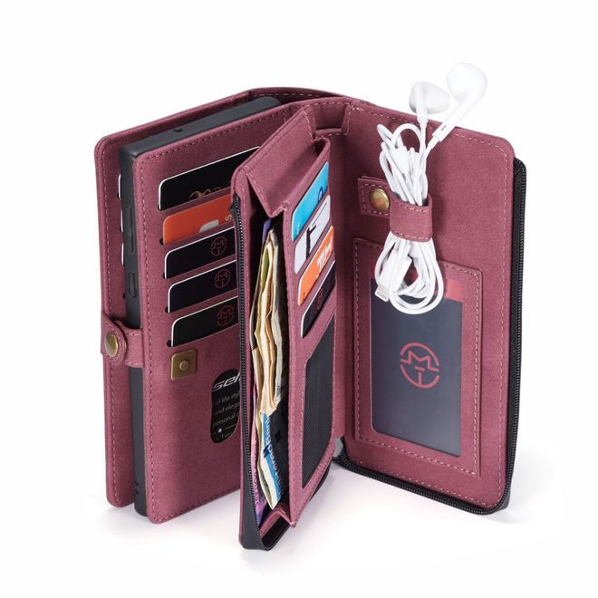 Caseme - Samsung Galaxy Note 20 Ultra Hülle - Leder Wallet Case - abnehmbares Backcover - rot
