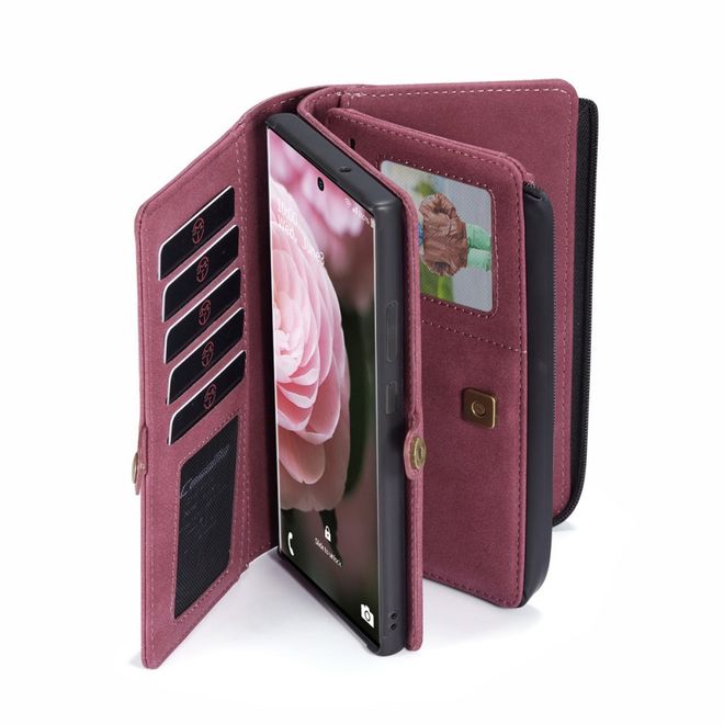 Caseme - Samsung Galaxy Note 20 Ultra Hülle - Leder Wallet Case - abnehmbares Backcover - rot