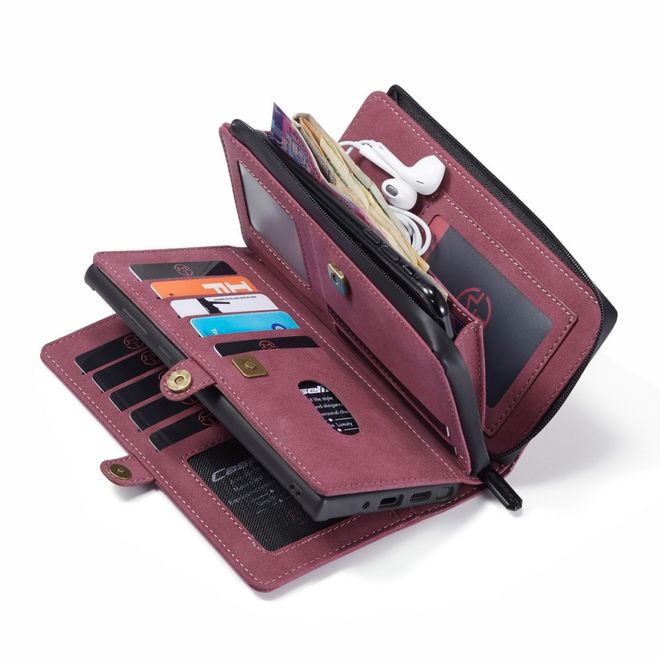 Caseme - Samsung Galaxy Note 20 Ultra Hülle - Leder Wallet Case - abnehmbares Backcover - rot