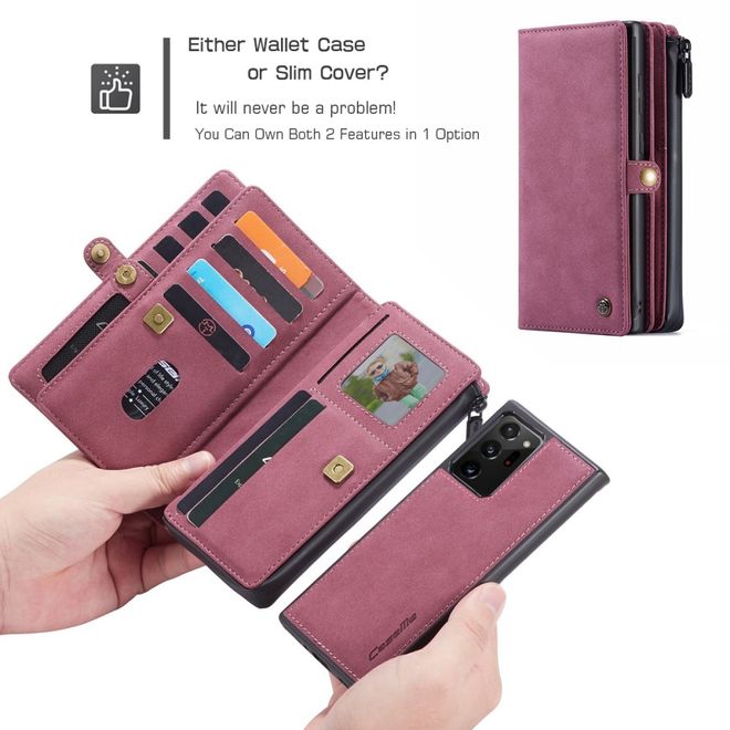 Caseme - Samsung Galaxy Note 20 Ultra Hülle - Leder Wallet Case - abnehmbares Backcover - rot