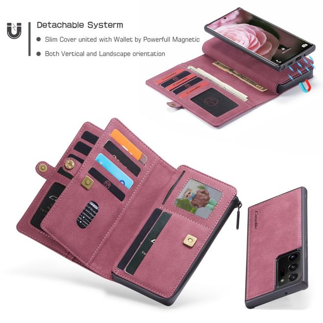 Caseme - Samsung Galaxy Note 20 Ultra Hülle - Leder Wallet Case - abnehmbares Backcover - rot