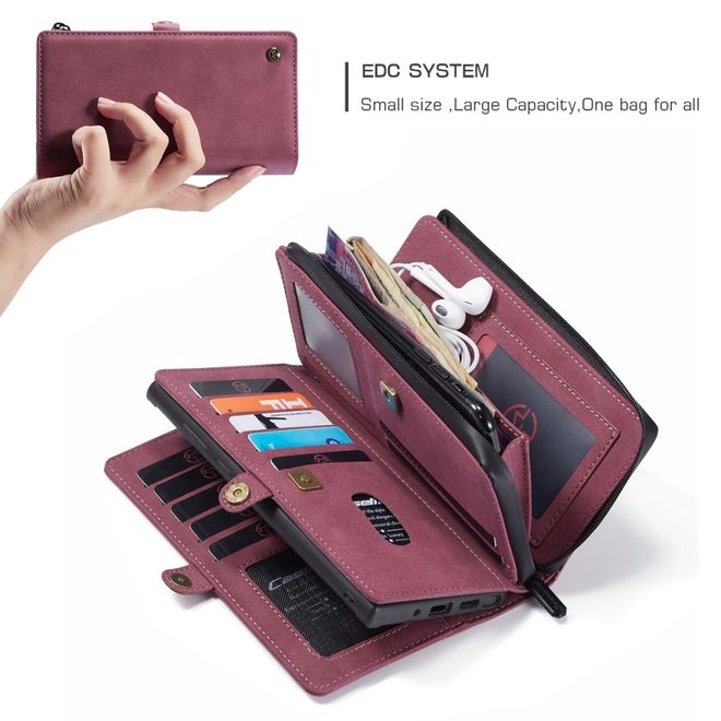 Caseme - Samsung Galaxy Note 20 Ultra Hülle - Leder Wallet Case - abnehmbares Backcover - rot
