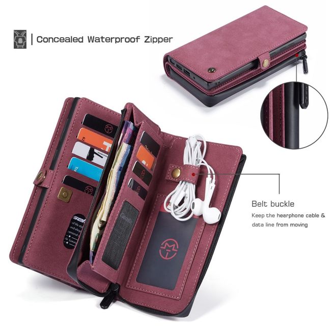 Caseme - Samsung Galaxy Note 20 Ultra Hülle - Leder Wallet Case - abnehmbares Backcover - rot