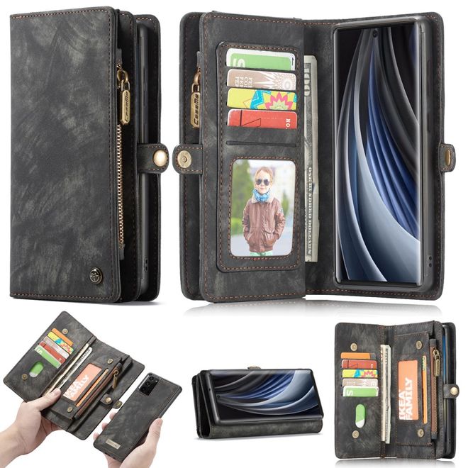 Caseme - Samsung Galaxy Note 20 Handyhülle - Leder Portemonnaie mit abnehmbarer Plastik Hülle - schwarz