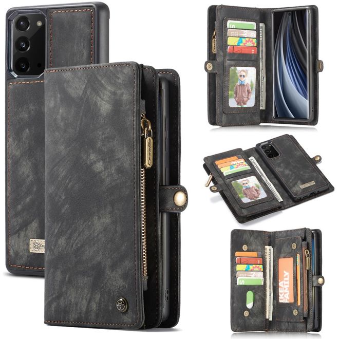 Caseme - Samsung Galaxy Note 20 Handyhülle - Leder Portemonnaie mit abnehmbarer Plastik Hülle - schwarz
