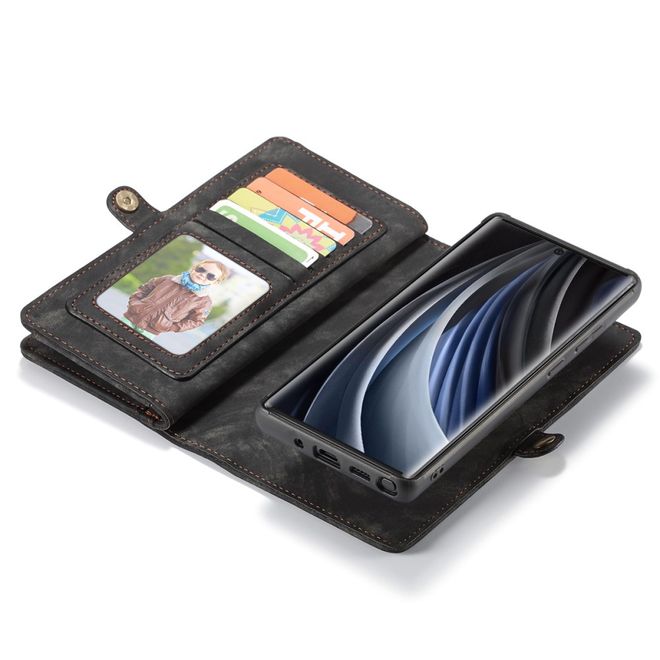 Caseme - Samsung Galaxy Note 20 Handyhülle - Leder Portemonnaie mit abnehmbarer Plastik Hülle - schwarz