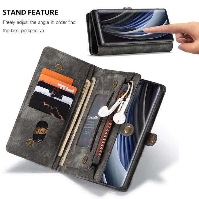 Caseme - Samsung Galaxy Note 20 Handyhülle - Leder Portemonnaie mit abnehmbarer Plastik Hülle - schwarz