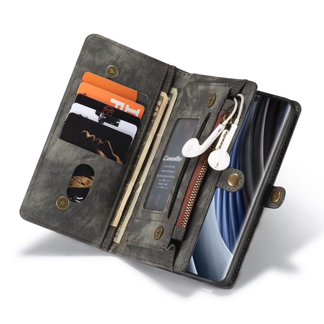 Caseme - Samsung Galaxy Note 20 Handyhülle - Leder Portemonnaie mit abnehmbarer Plastik Hülle - schwarz