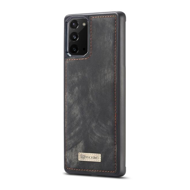 Caseme - Samsung Galaxy Note 20 Handyhülle - Leder Portemonnaie mit abnehmbarer Plastik Hülle - schwarz