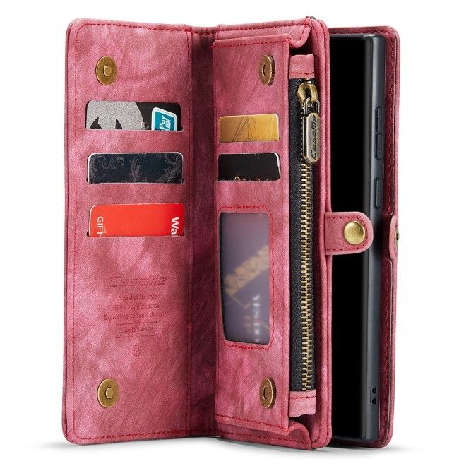 Caseme - Samsung Galaxy Note 20 Ultra Handyhülle - Leder Portemonnaie mit abnehmbarer Plastik Hülle - rot