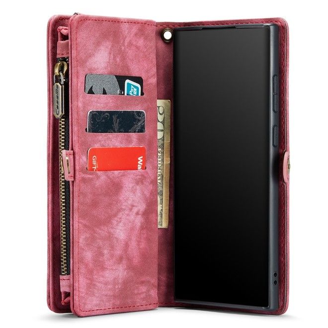 Caseme - Samsung Galaxy Note 20 Ultra Handyhülle - Leder Portemonnaie mit abnehmbarer Plastik Hülle - rot
