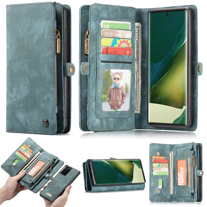 Caseme - Samsung Galaxy Note 20 Ultra Handyhülle - Leder Portemonnaie mit abnehmbarer Plastik Hülle - blau