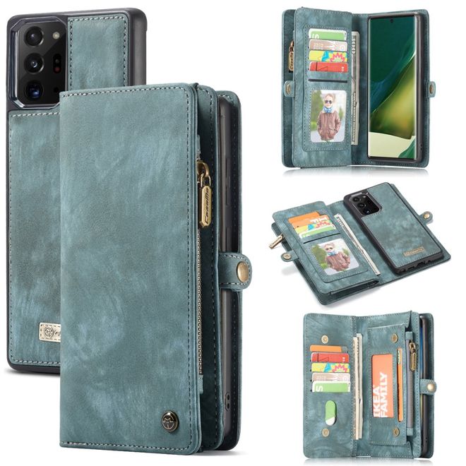 Caseme - Samsung Galaxy Note 20 Ultra Handyhülle - Leder Portemonnaie mit abnehmbarer Plastik Hülle - blau