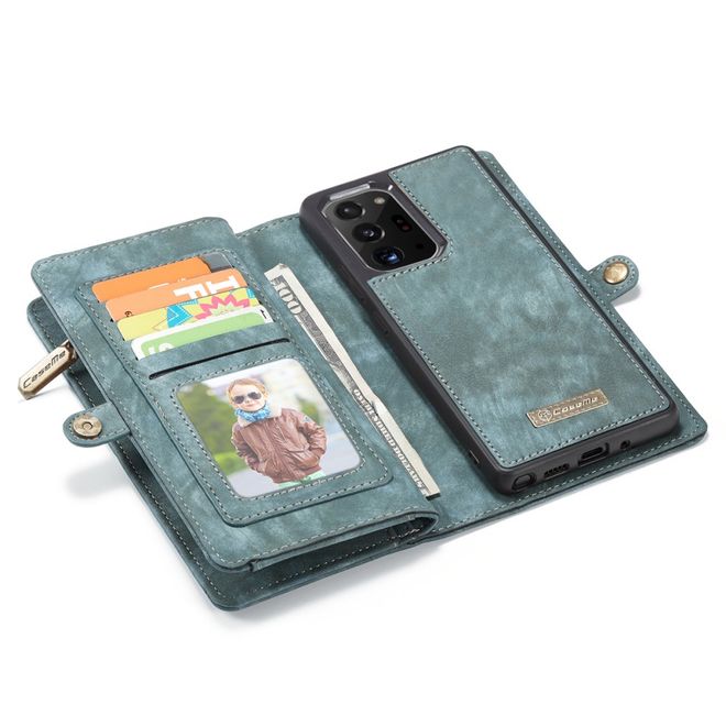 Caseme - Samsung Galaxy Note 20 Ultra Handyhülle - Leder Portemonnaie mit abnehmbarer Plastik Hülle - blau