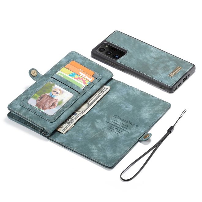 Caseme - Samsung Galaxy Note 20 Ultra Handyhülle - Leder Portemonnaie mit abnehmbarer Plastik Hülle - blau