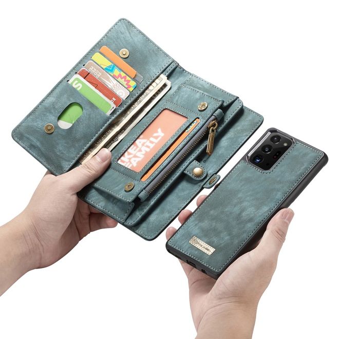Caseme - Samsung Galaxy Note 20 Ultra Handyhülle - Leder Portemonnaie mit abnehmbarer Plastik Hülle - blau