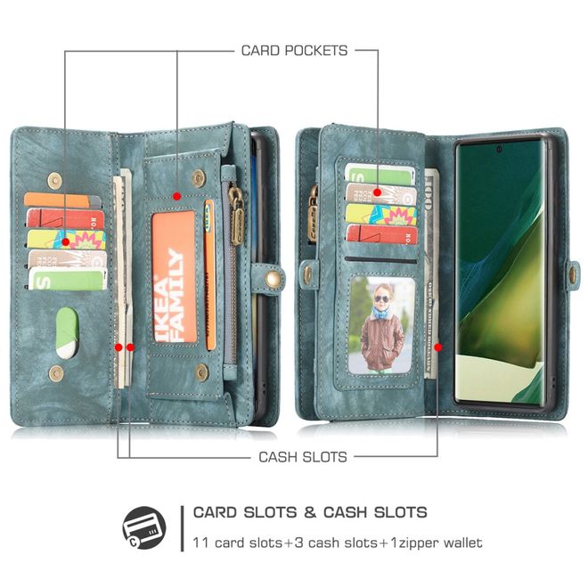 Caseme - Samsung Galaxy Note 20 Ultra Handyhülle - Leder Portemonnaie mit abnehmbarer Plastik Hülle - blau