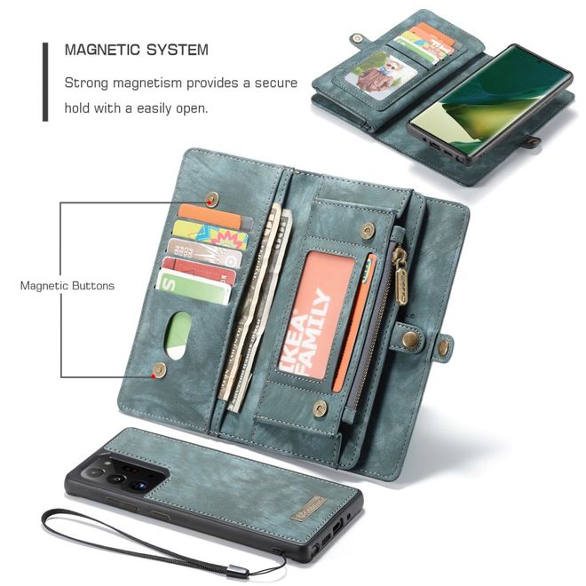 Caseme - Samsung Galaxy Note 20 Ultra Handyhülle - Leder Portemonnaie mit abnehmbarer Plastik Hülle - blau