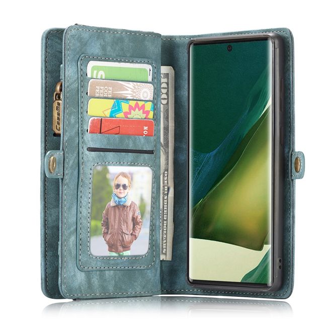 Caseme - Samsung Galaxy Note 20 Ultra Handyhülle - Leder Portemonnaie mit abnehmbarer Plastik Hülle - blau
