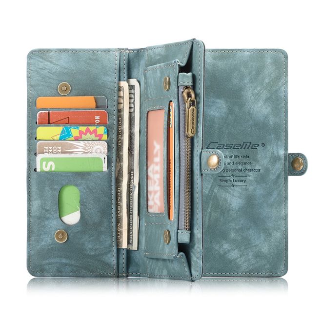 Caseme - Samsung Galaxy Note 20 Ultra Handyhülle - Leder Portemonnaie mit abnehmbarer Plastik Hülle - blau