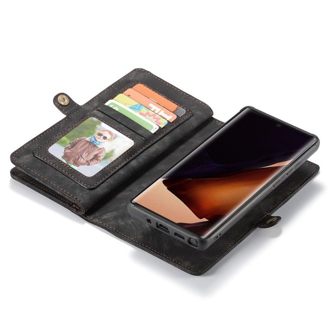 Caseme - Samsung Galaxy Note 20 Ultra Handyhülle - Leder Portemonnaie mit abnehmbarer Plastik Hülle - schwarz